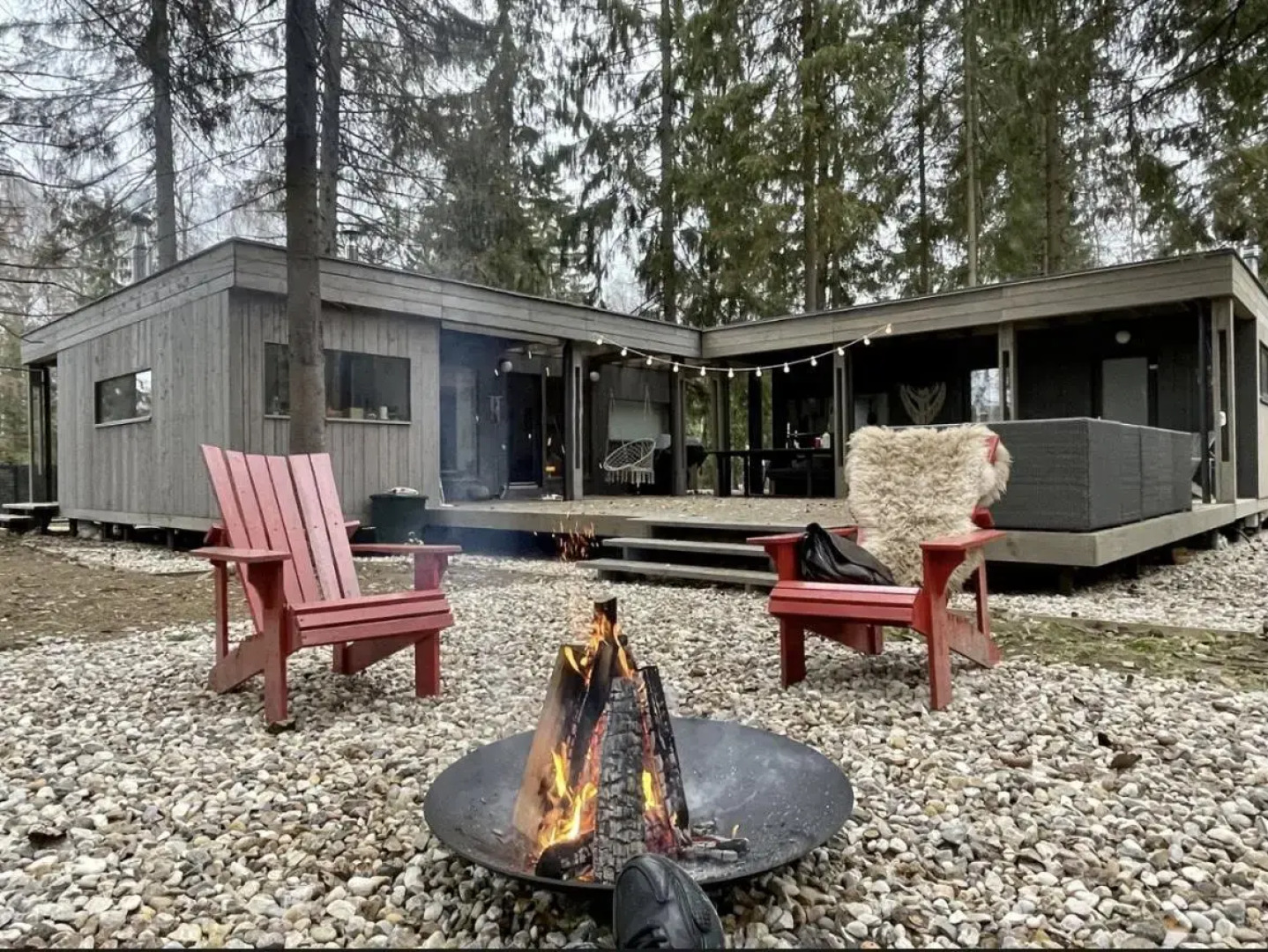 Шале в хвойном лесу