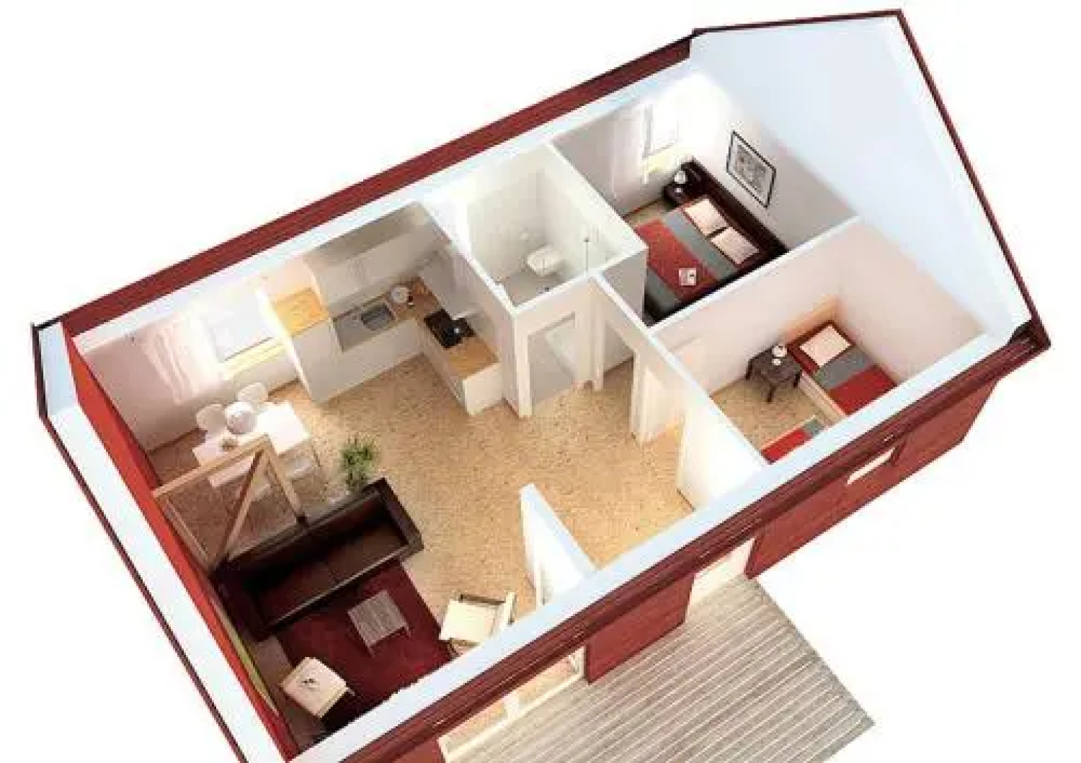 Roter Bungalow am Strand _50m_ _ O