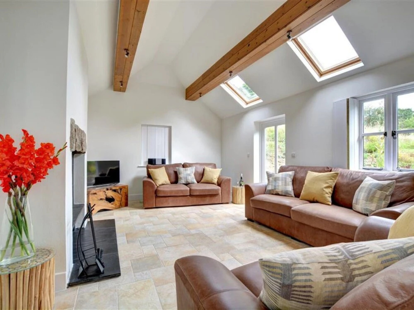 Spacious Natural Stone Holiday Home With Wooden Beams and Authentic Open Fireplace