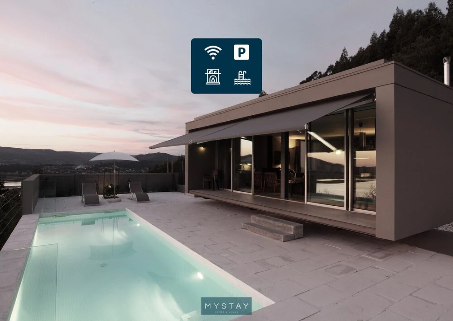 Pool Wifi Parking Fireplace Mystay