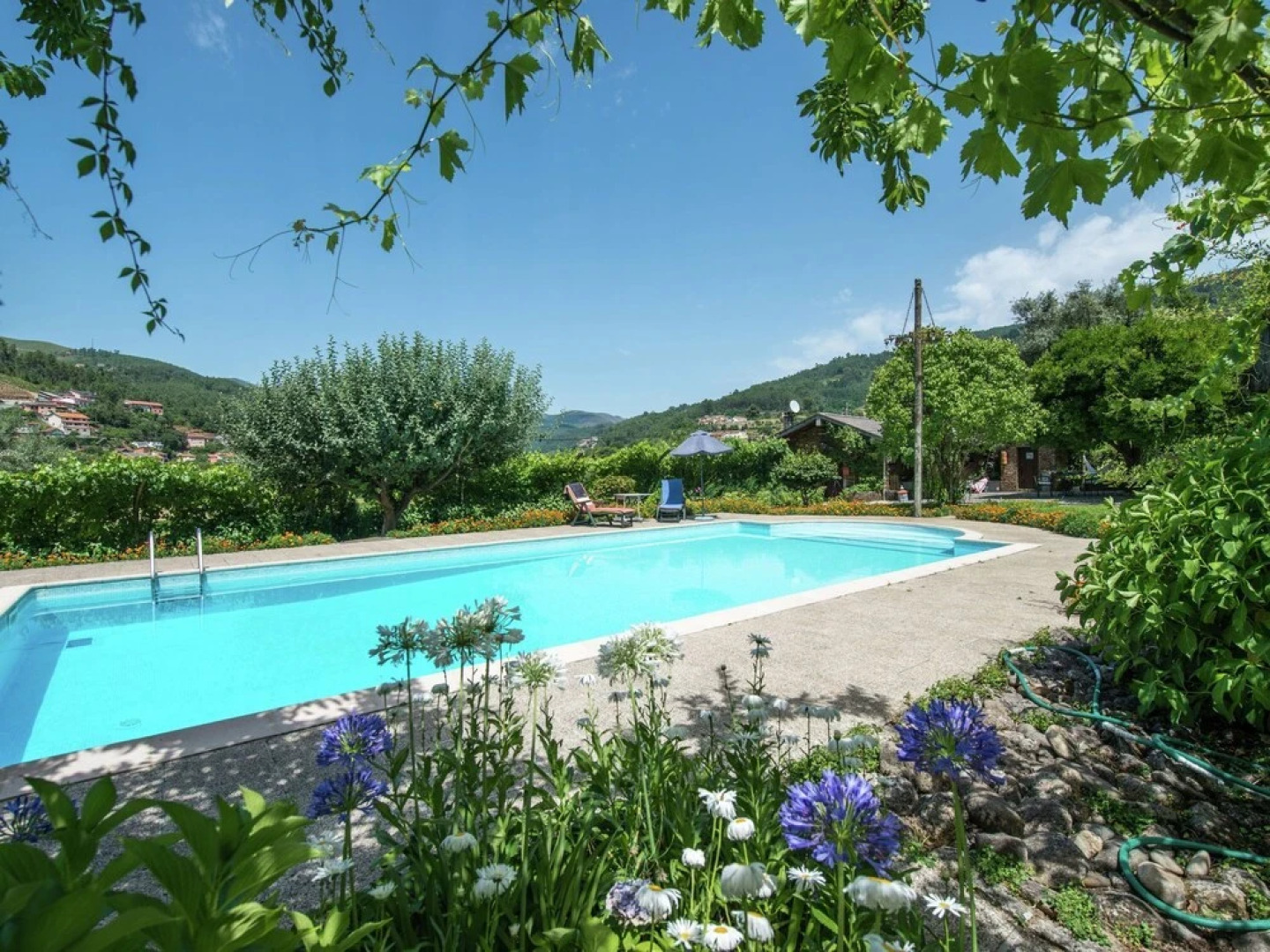 Holiday Home for two in Idyllic Garden With Saltwater Swimming Pool