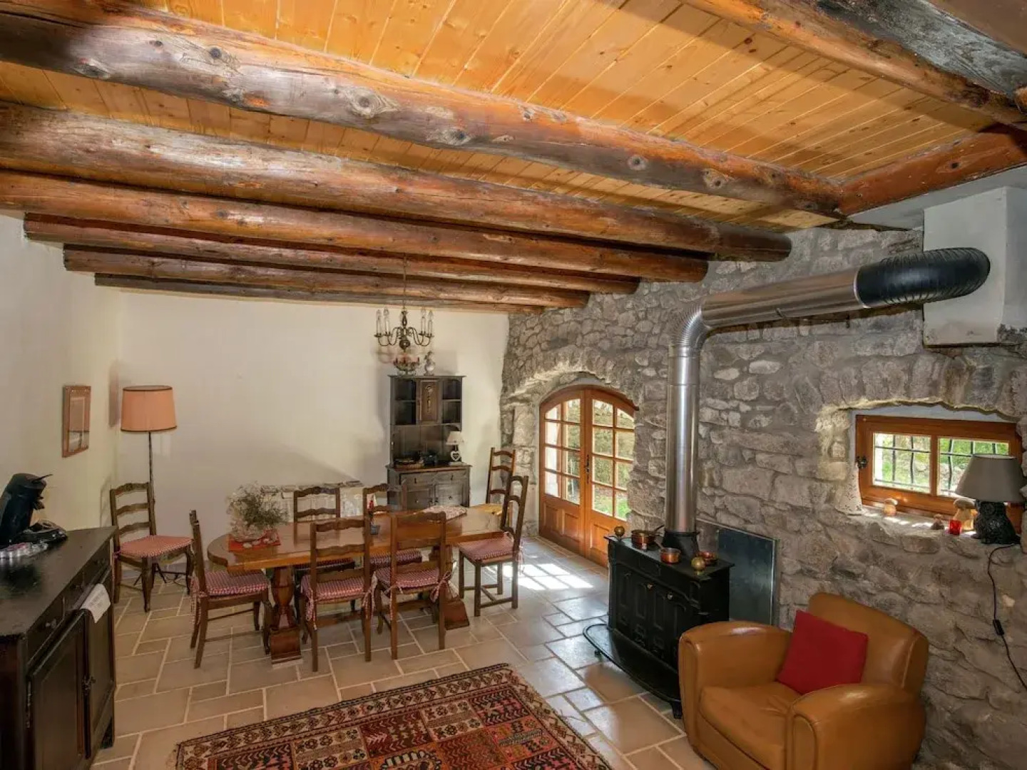 Beautiful Stone Farmhouse in Mountain Forest Setting