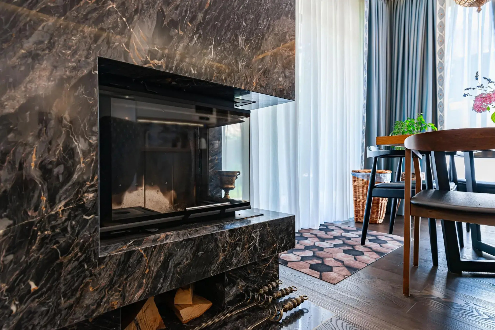 Шале Камин в снегах