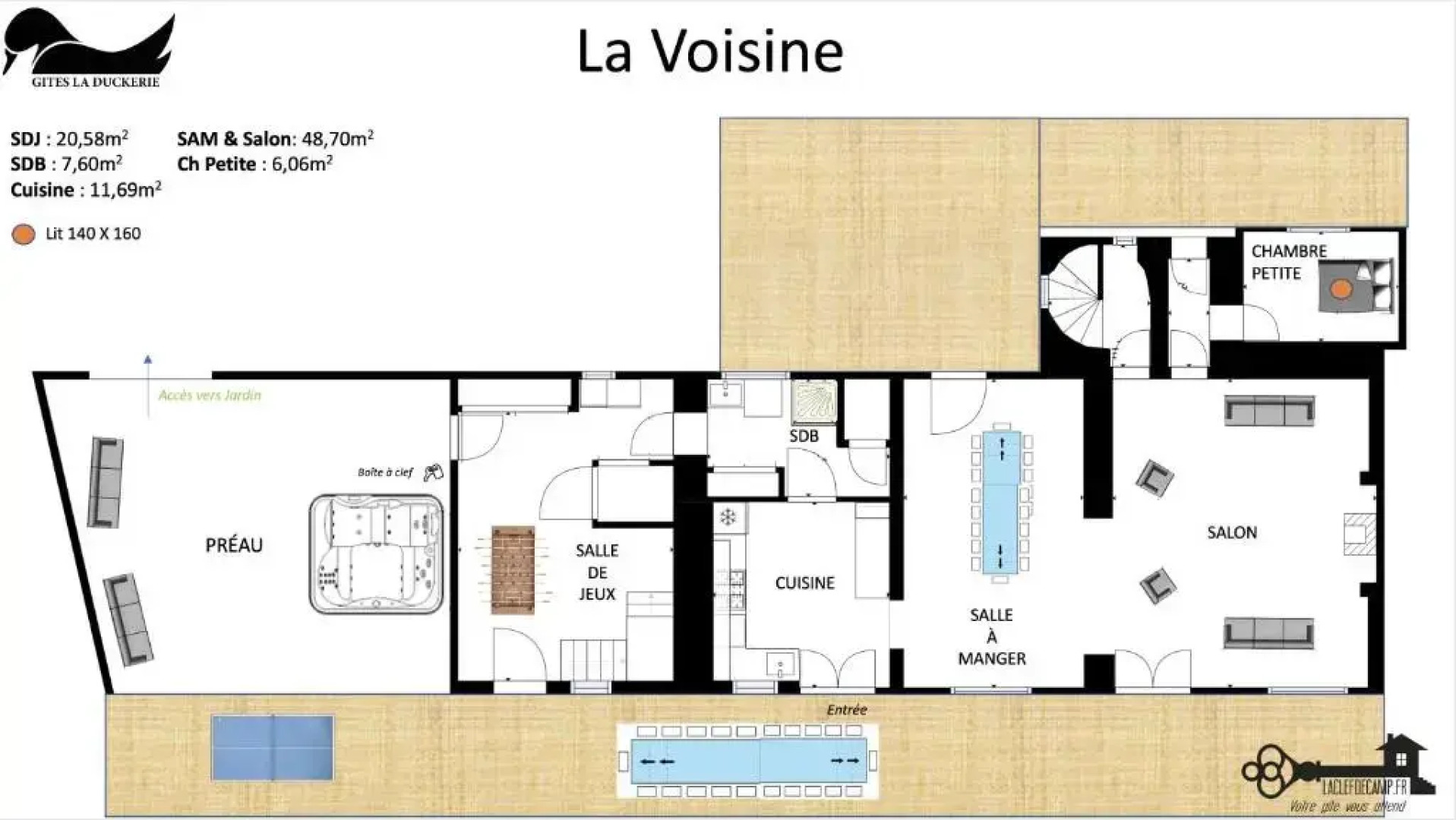 La Duckerie, Gîte 4*,55 Pers, SPA SAUNA OPTION salle de jeux, société La Clef Decamp