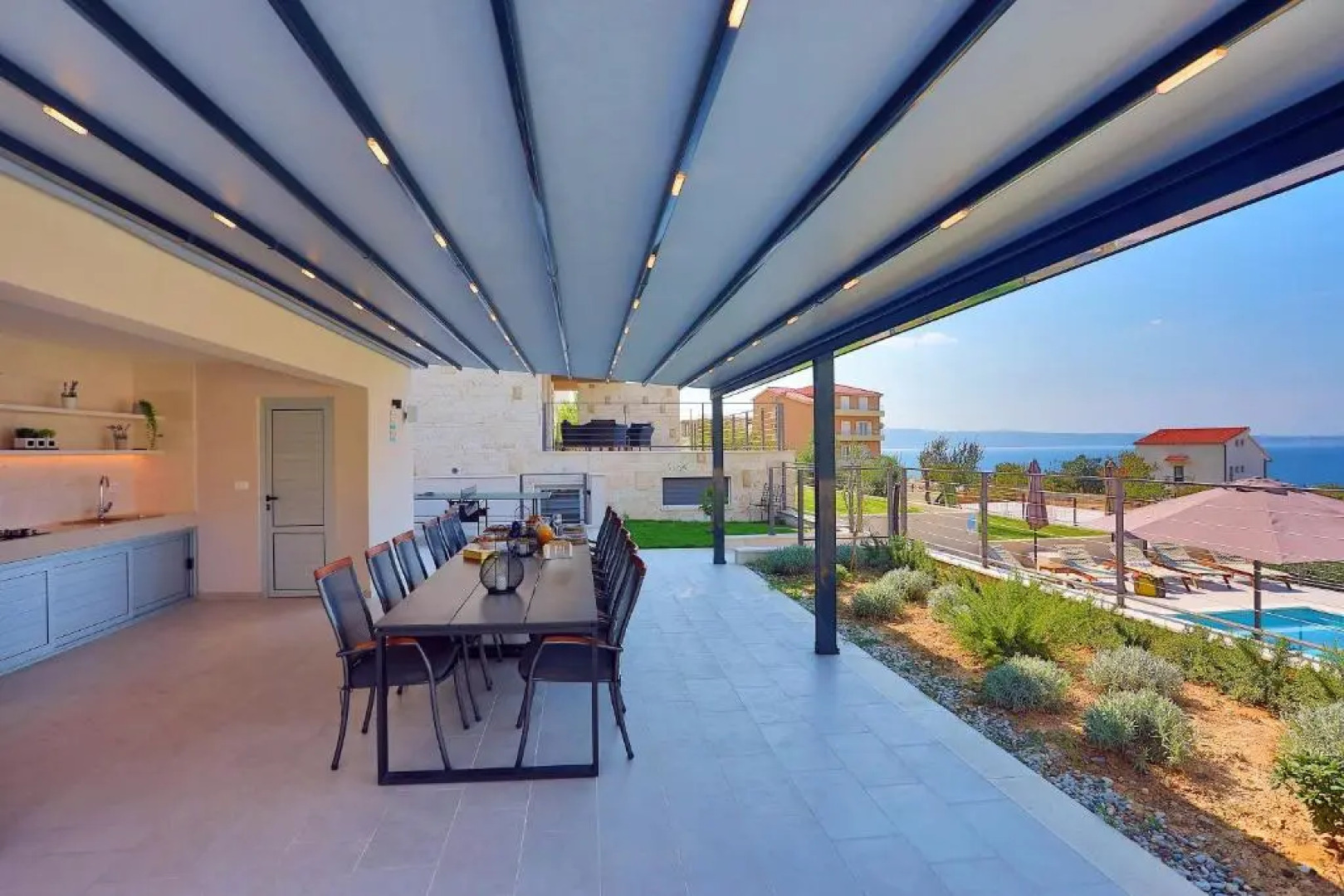 Villa Diva with 7 bedrooms, heated pool, sauna and fun zone, sea views