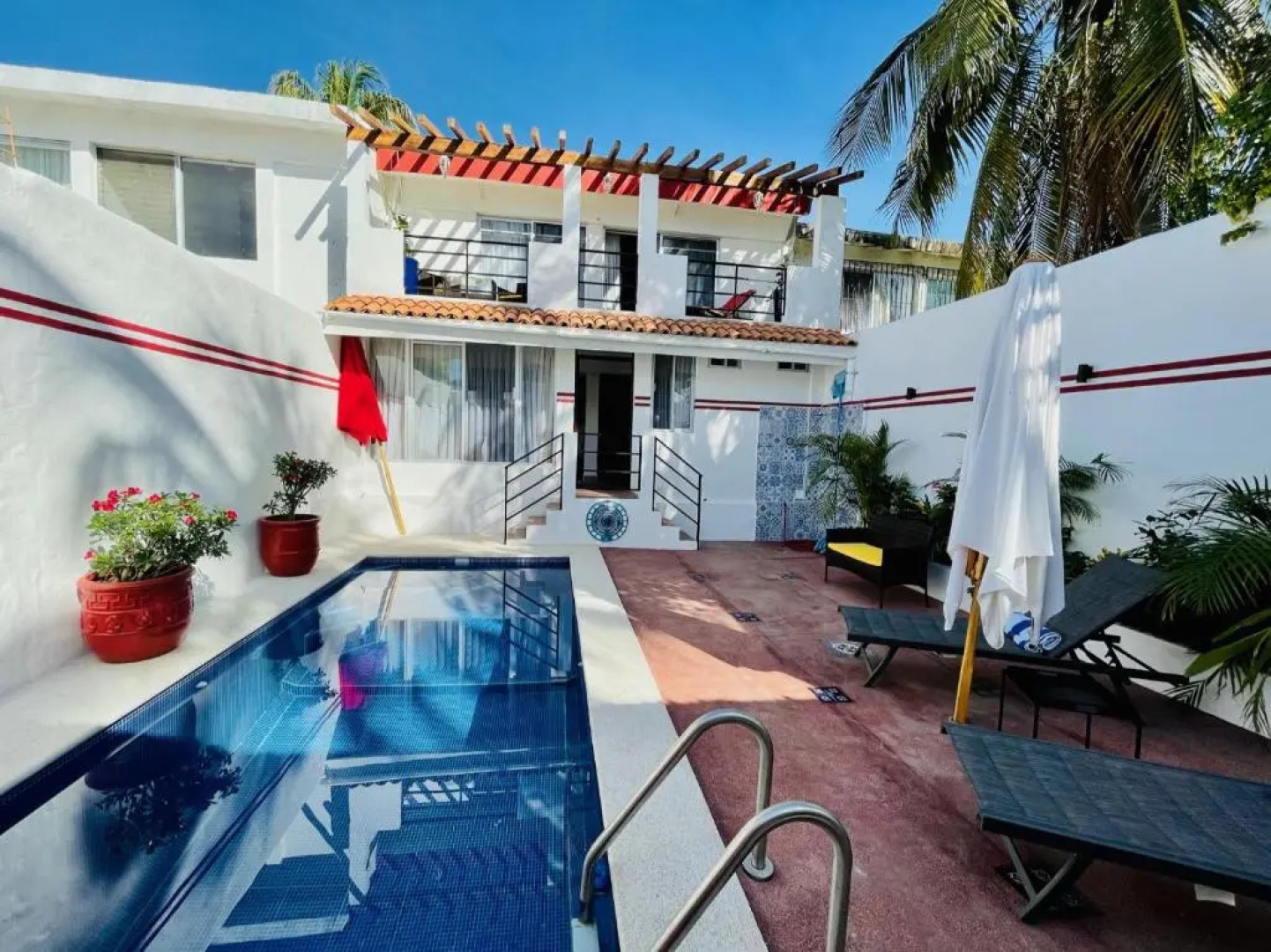Casa Piramide: Fully Furnished 2-Bedroom House w/ Private Swimming Pool and Waterfall, 5 Minute Walk from the Beach