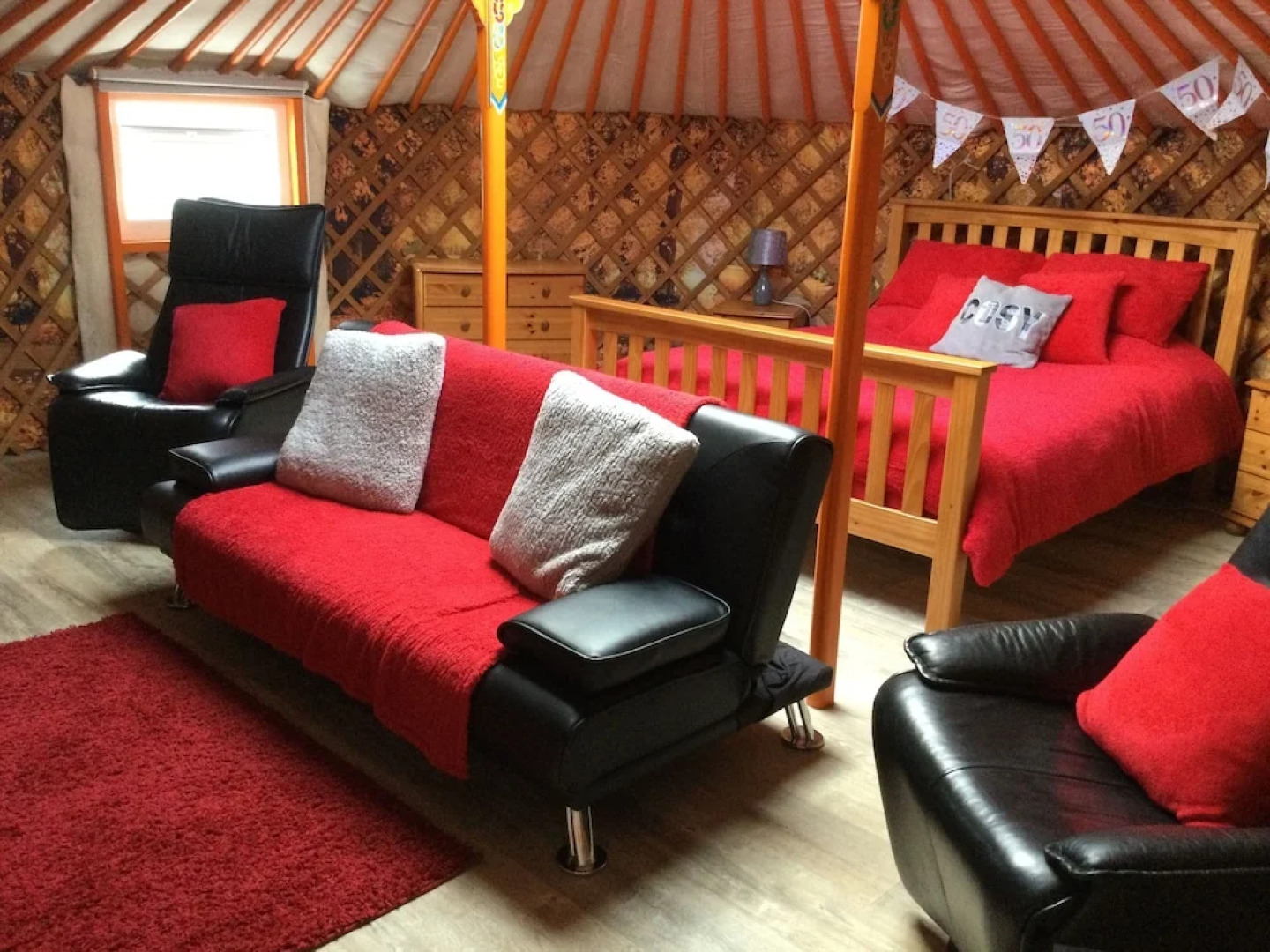 Orange Yurt With Hot Tub- Sleeps 3, Parking & Wifi