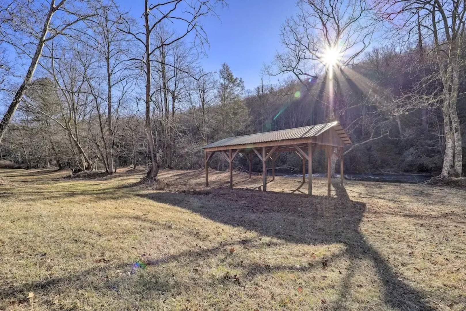 Deck + 2 Fire Pits: Riverfront Spruce Pine Rental!