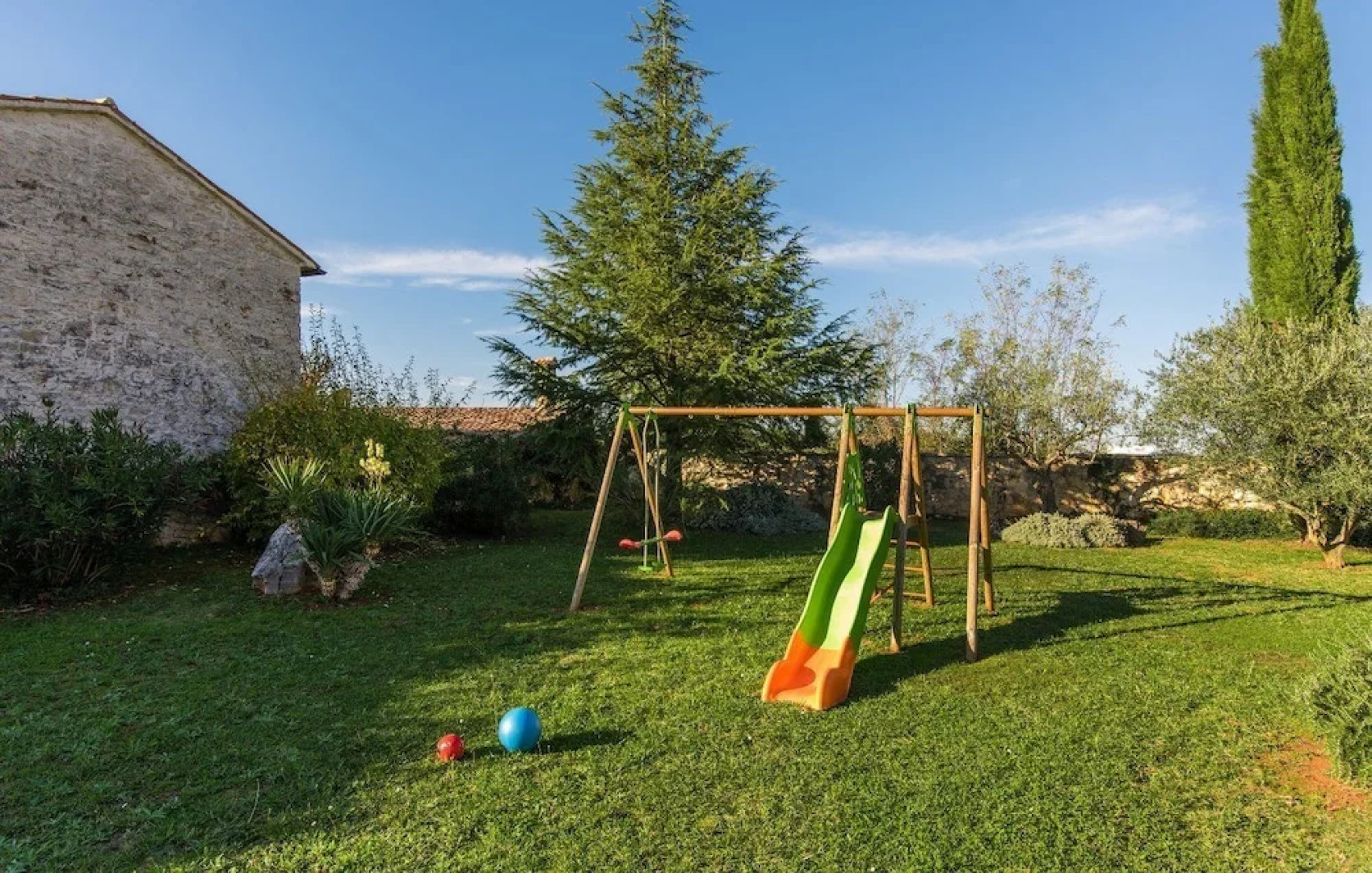 Newly built stone villa Mia with garden and pool