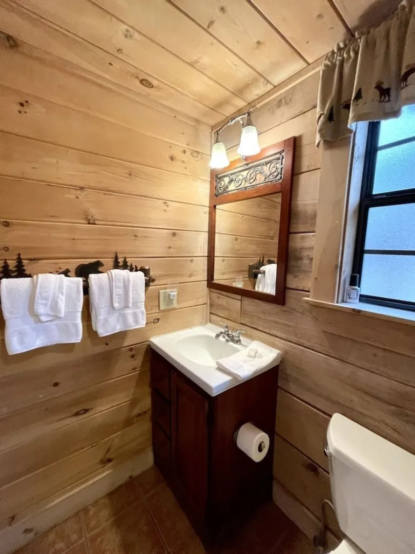 Private and Perfect! - hot tub, king bed, fireplace - dog and motorcycle friendly Studio Cabin by RedAwning