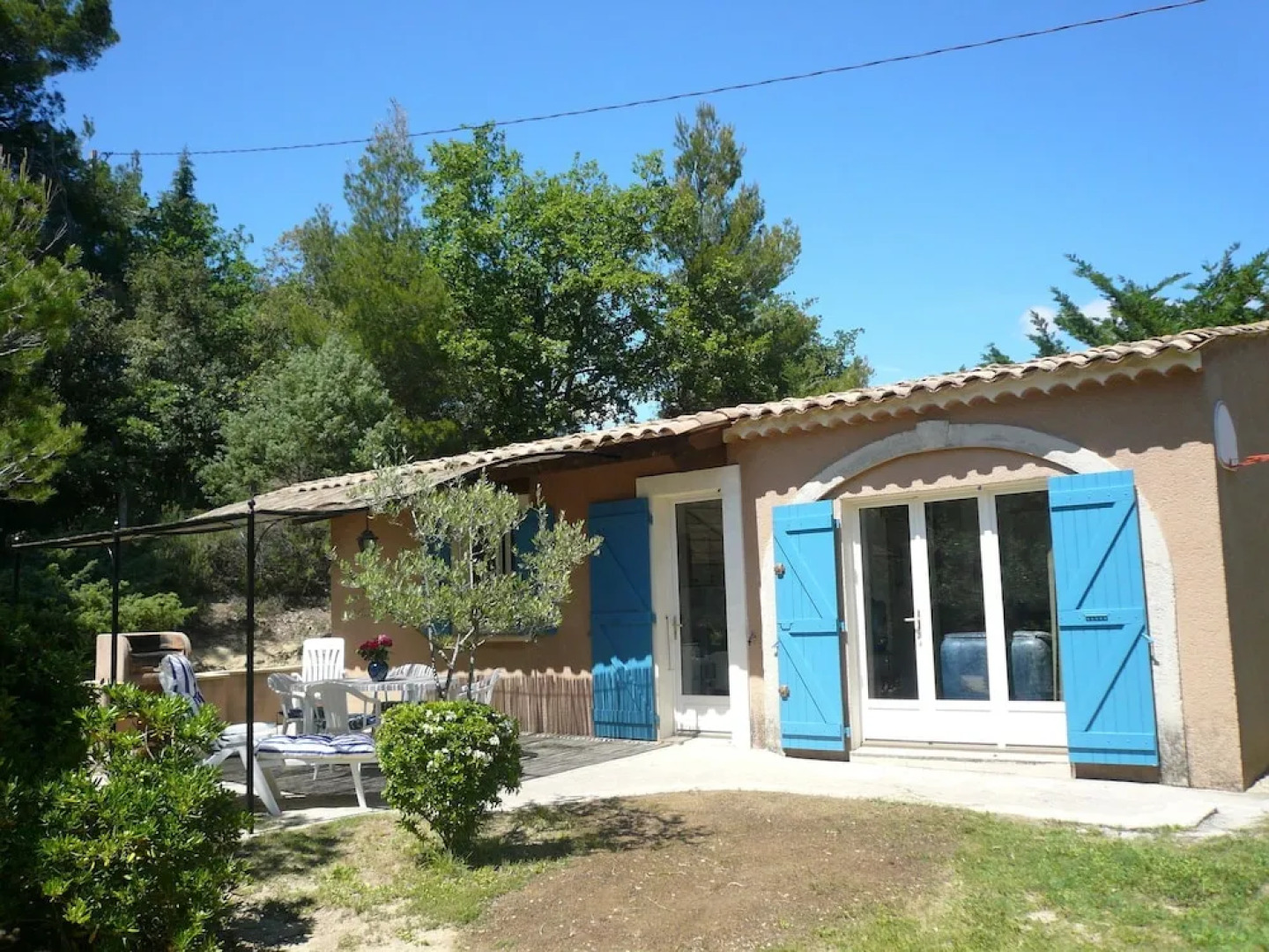 Typical House of South-east France With Blue Shutters