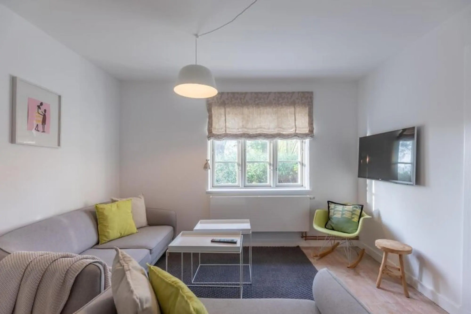 thatched cottage with tiled stove