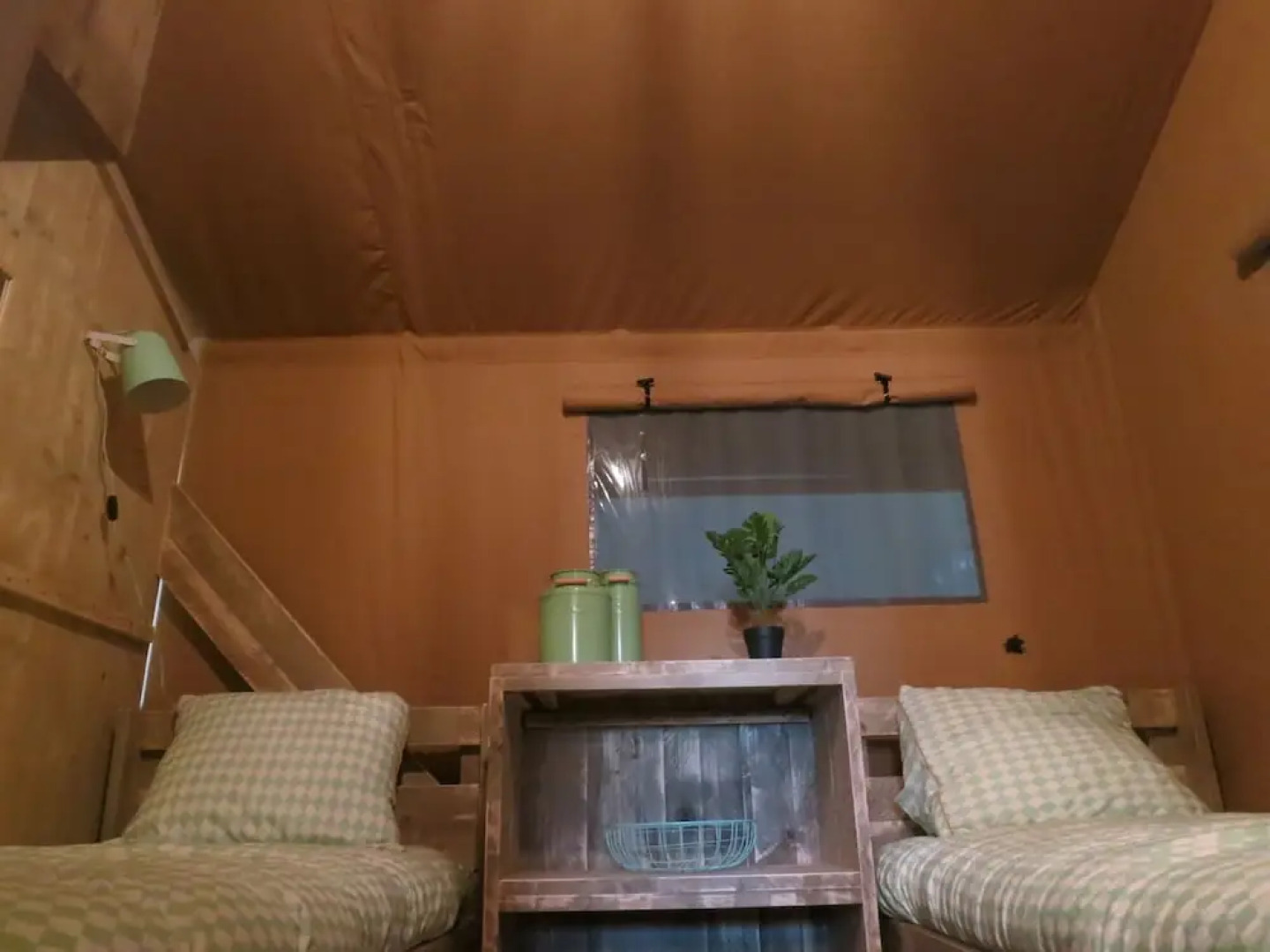 Campsite - Combined Tents With Kitchen and Bathroom Located Near a Pond