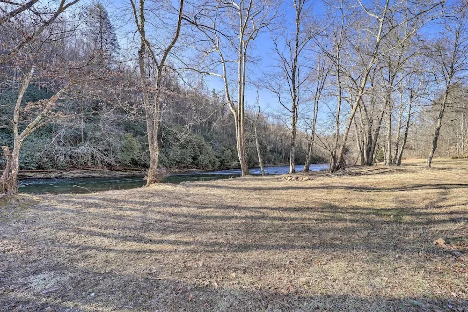 Deck + 2 Fire Pits: Riverfront Spruce Pine Rental!