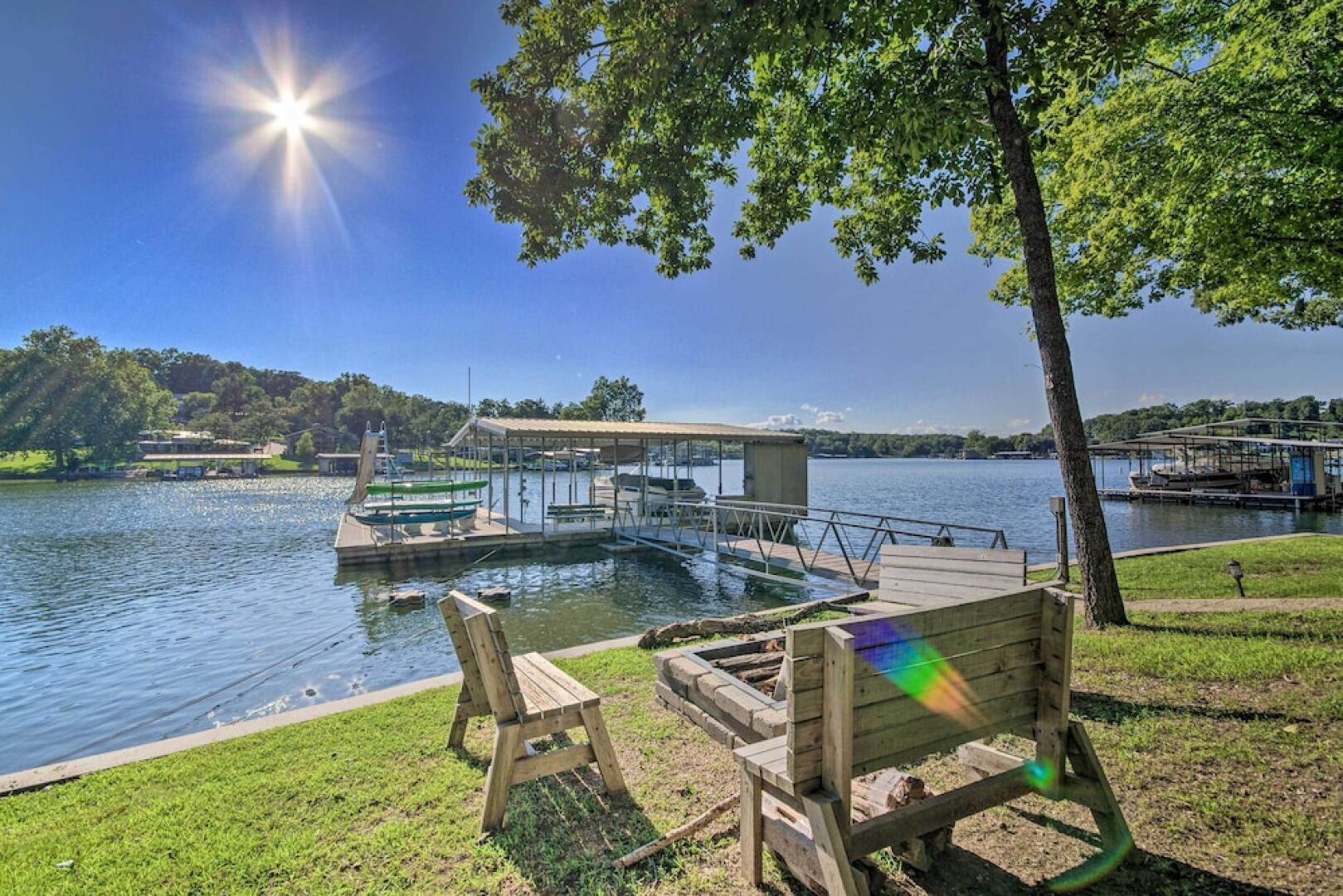 Boat Dock + Slides: Lakefront Gravois Mills Home