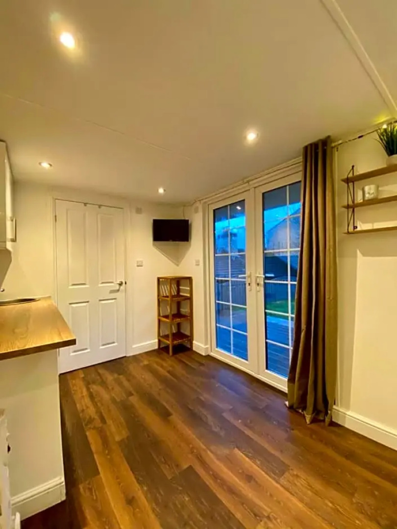 Apple tree hut, in a private garden