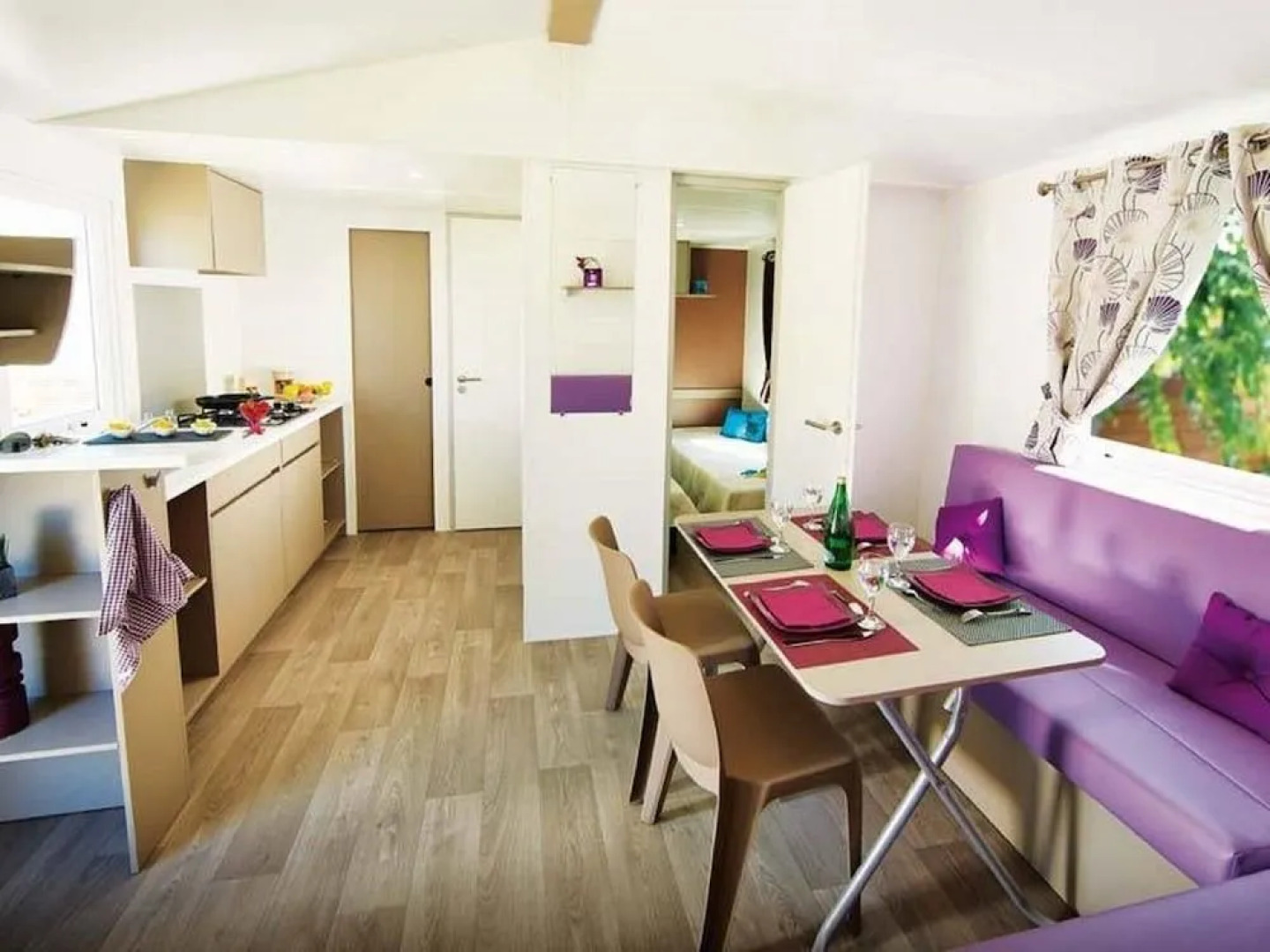 Cozy Mobile Home With Covered Terrace on a Luxury Campsite