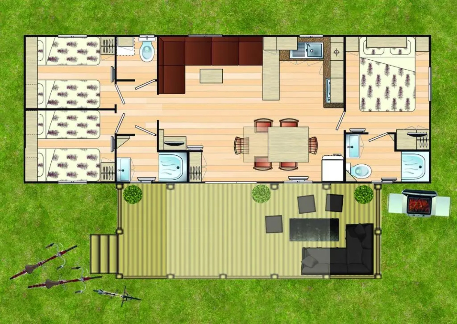 KERLANN 4 ETOILES MOBIL HOME 3 CHS 2 SDB Pont Aven Finistère