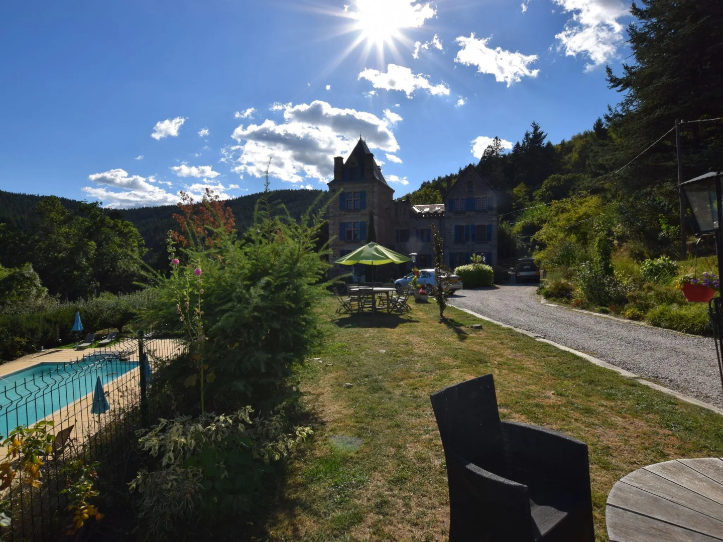 Former coach house in castle with park, large swimming pool in North Ardèche