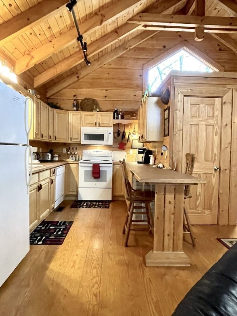 Romantic, pet friendly cabin with private hot tub, washer/dryer and full kitchen Studio Cabin by RedAwning