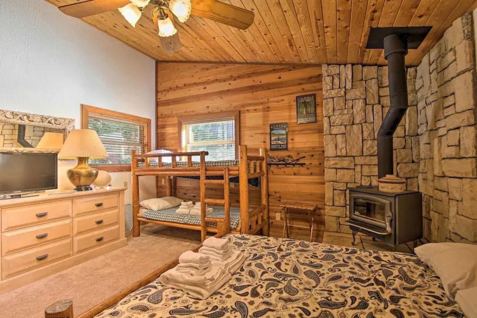 5 Mi to Hiking: Custom Cabin w/ Deck in Arnold!