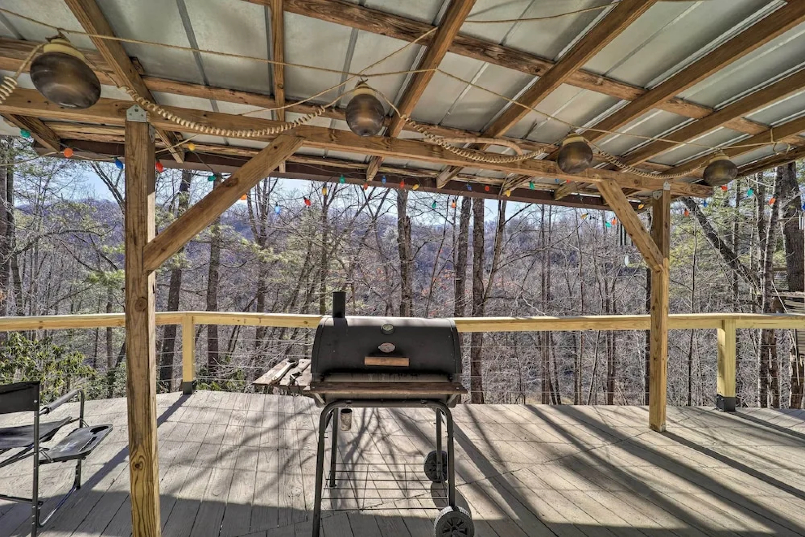 Deck + 2 Fire Pits: Riverfront Spruce Pine Rental!