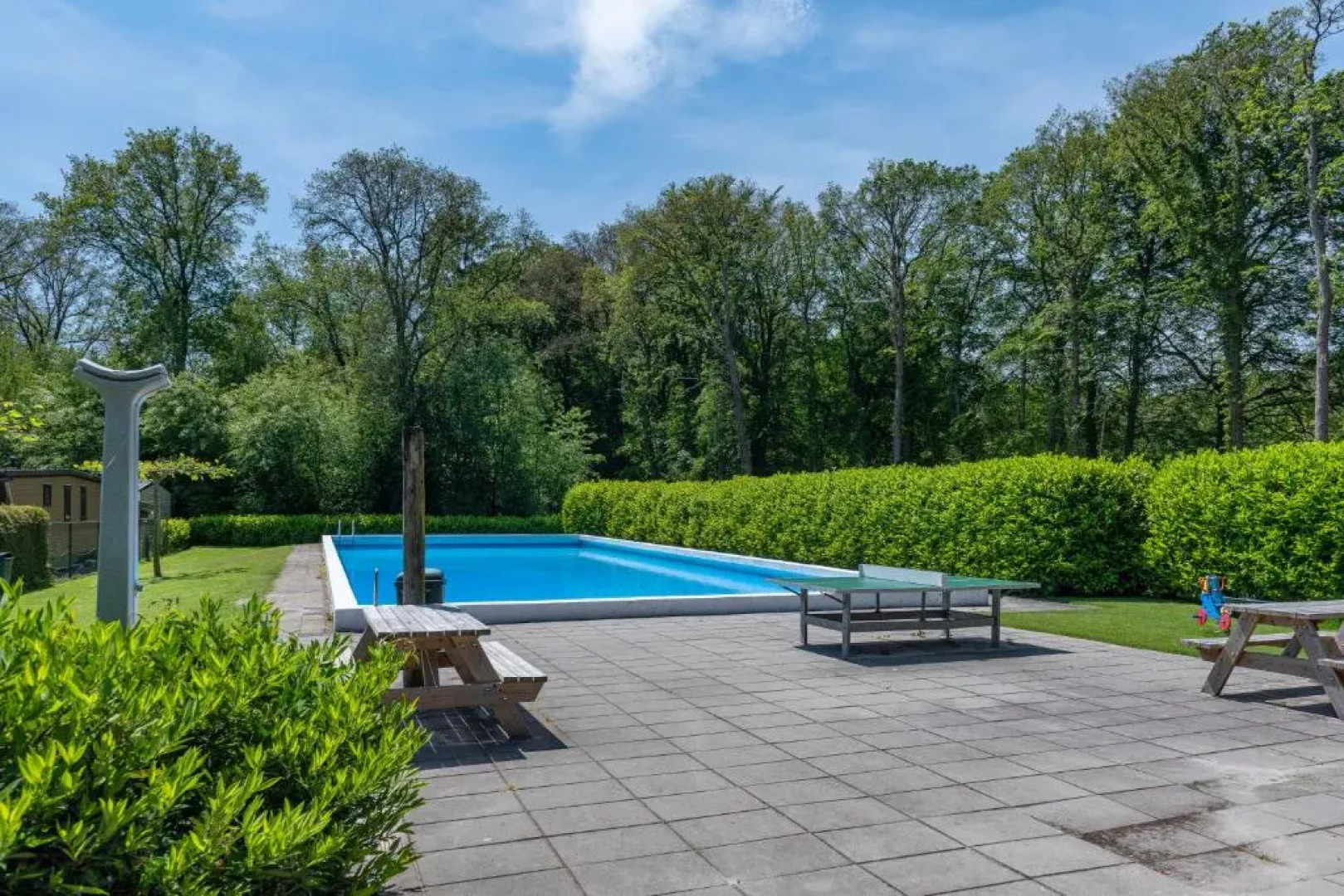 Chalet it Pompebled met wasmachine en droger en zwembad op camping