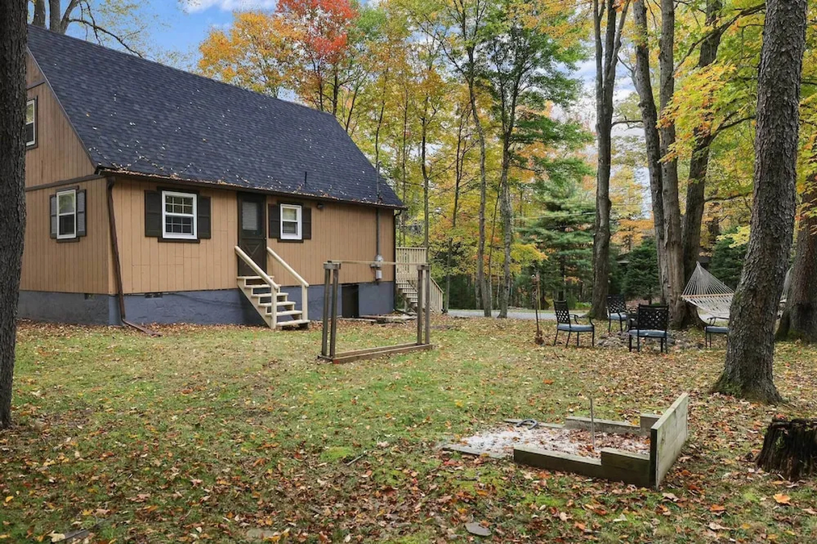 Game Room & Fire Pit: Tree-lined Pocono Lake Cabin