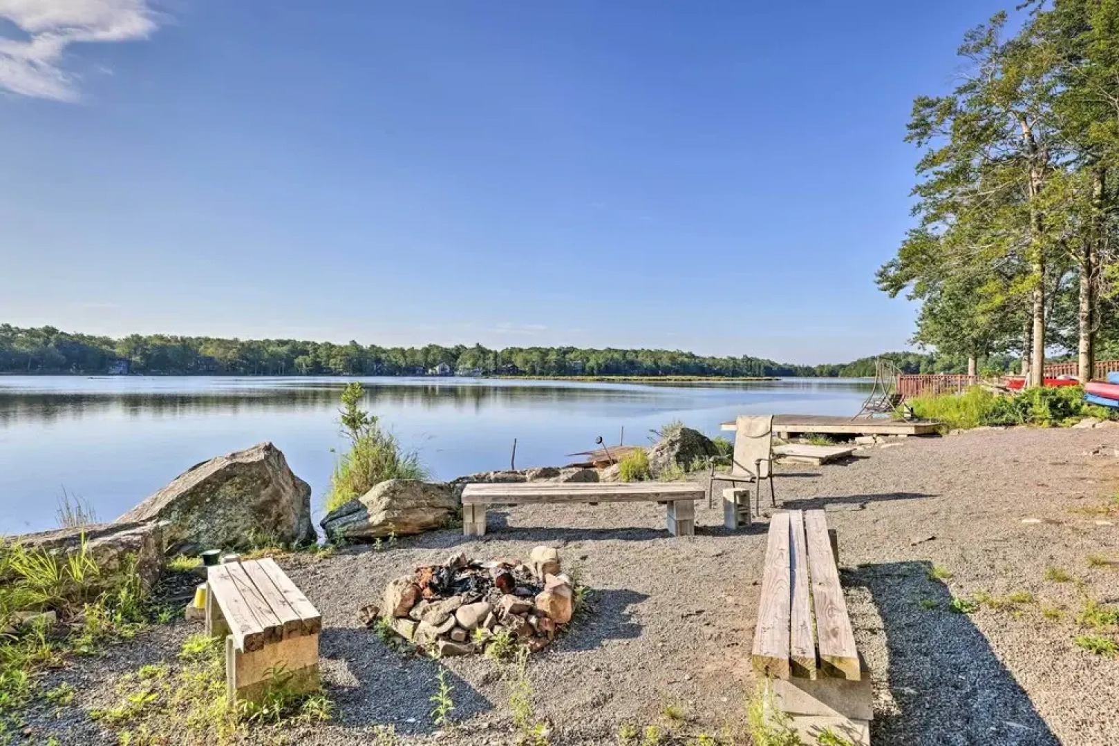 Lakefront Retreat w/ Dock & Yard in Tobyhanna!