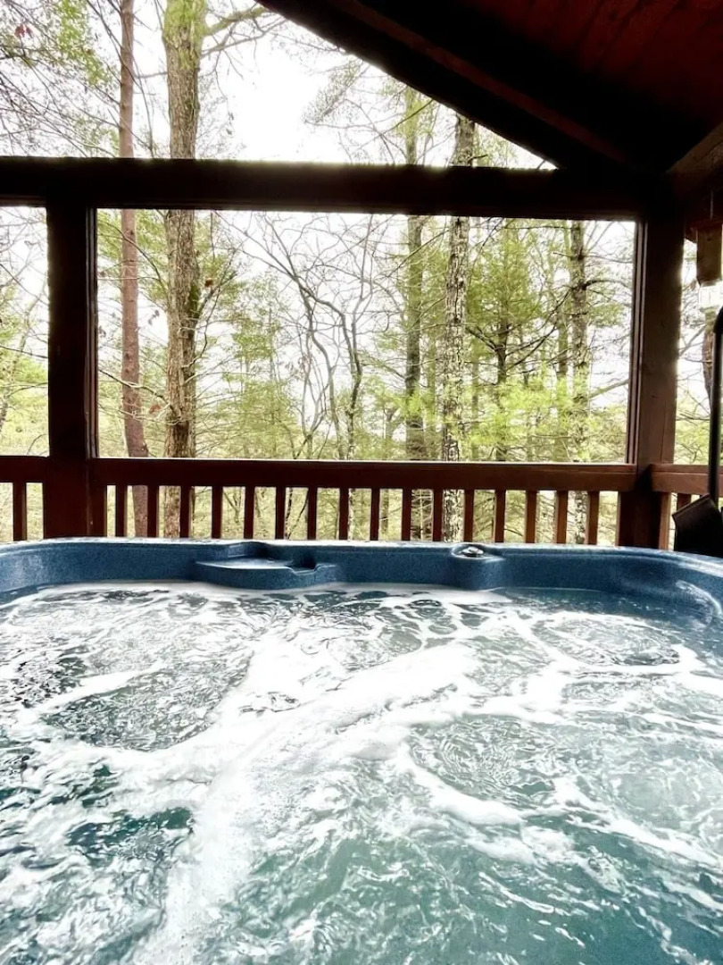 Perfectly private! Hot tub, king sized bed, grill, washer/dryer, and motorcycle friendly! Studio Cabin by RedAwning