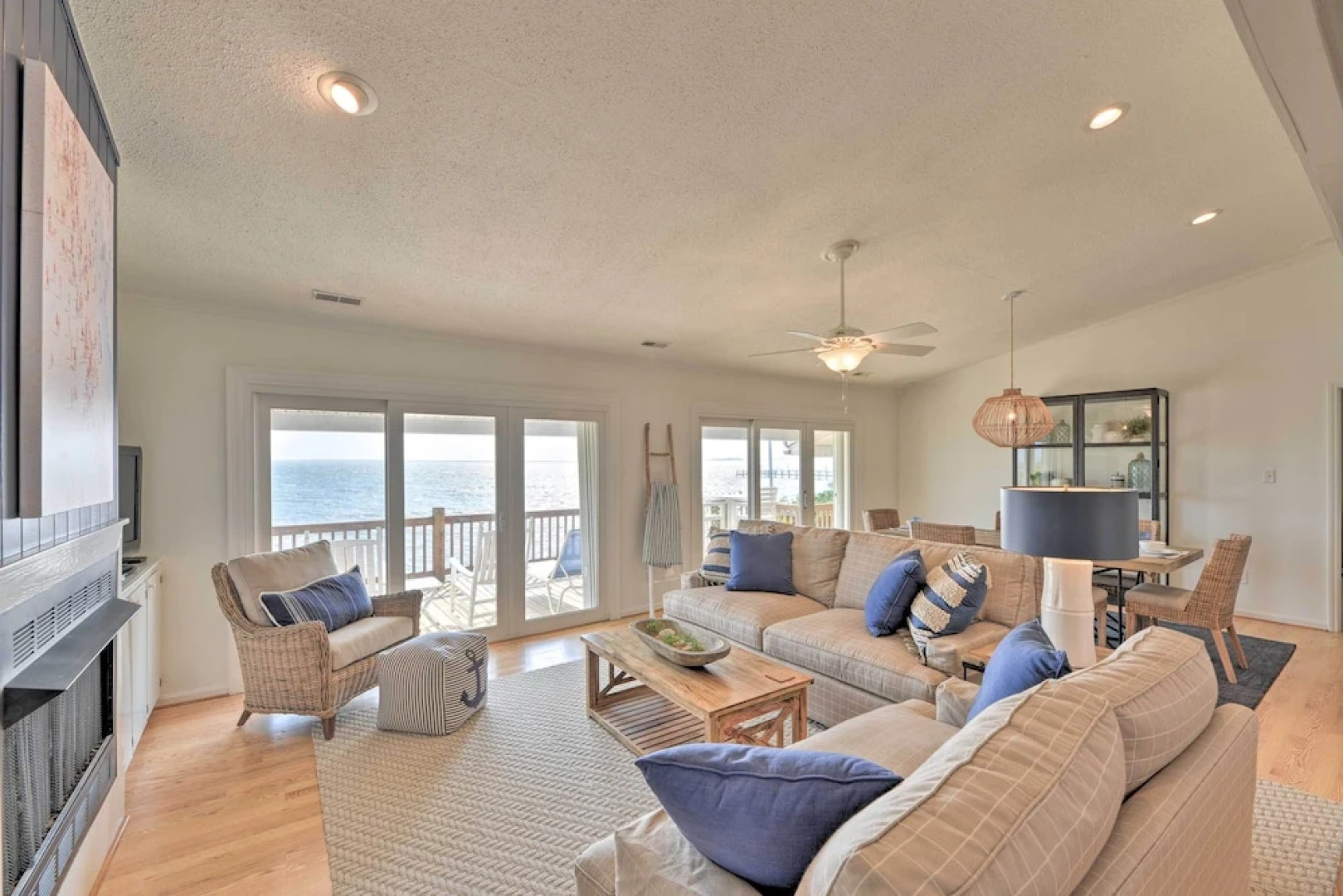 Waterfront Harkers Island Home: Sunset View & Dock