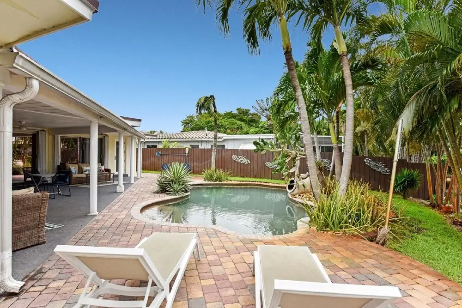 Private pool and canal home with Office space