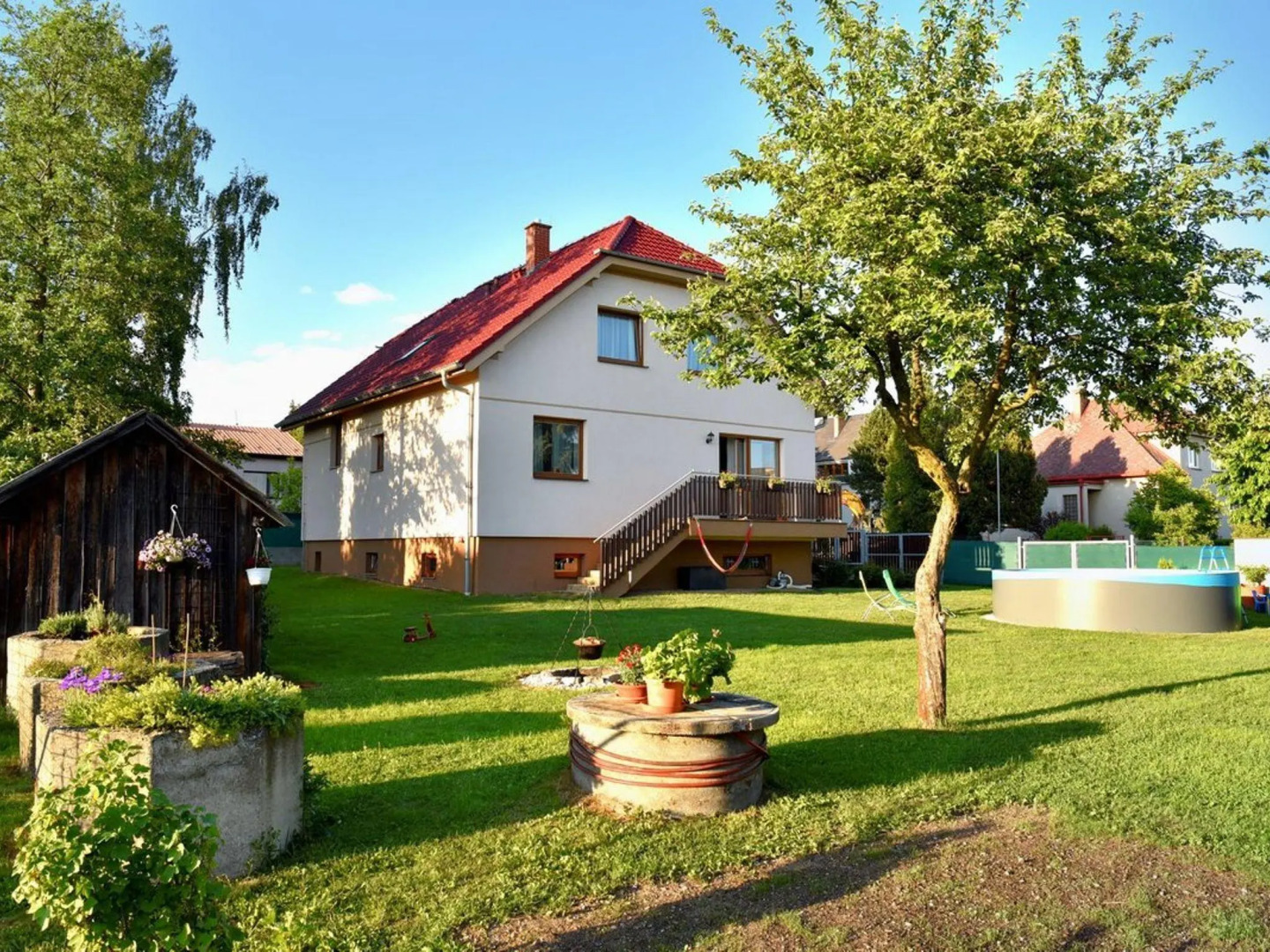 Detached villa in South Bohemia with outdoor pool in the fenced garden