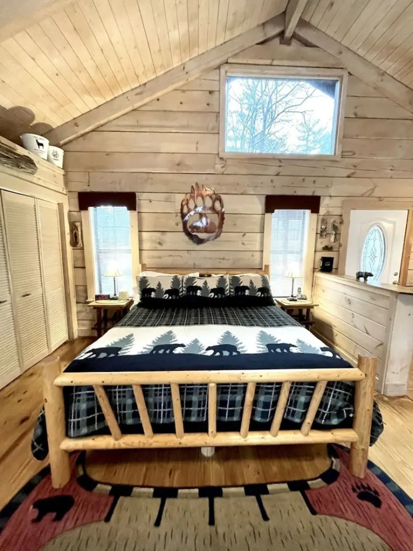 Perfectly private! Hot tub, king sized bed, grill, washer/dryer, and motorcycle friendly! Studio Cabin by RedAwning