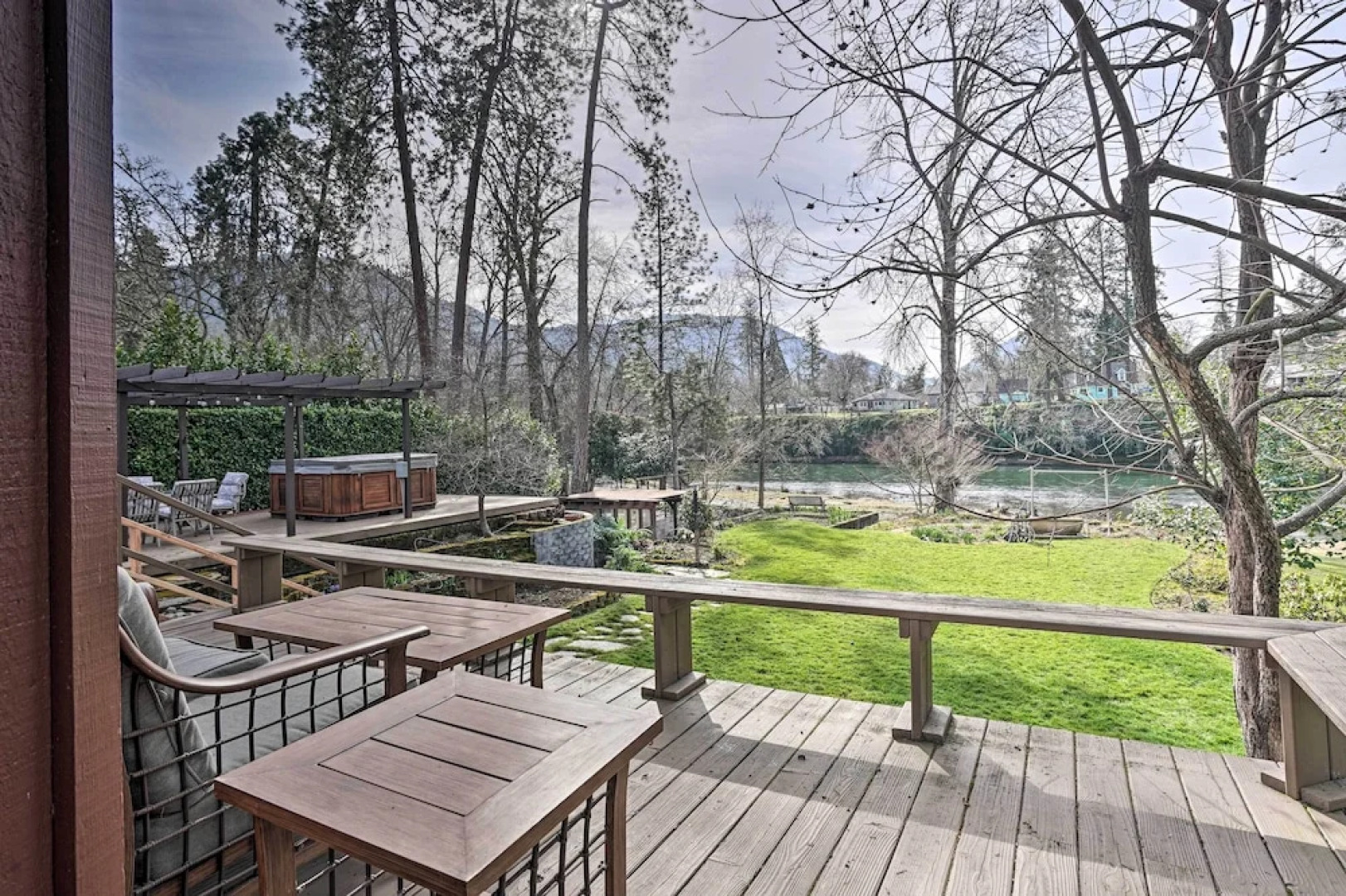 Serene Riverfront Escape w/ Hot Tub & Views!