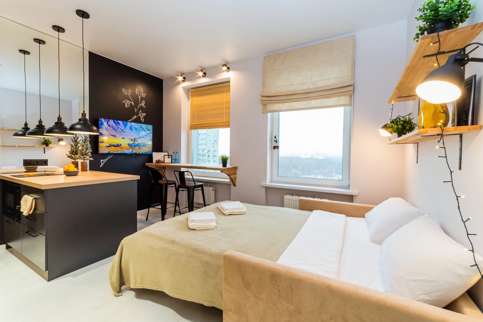 Апартаменты с видом на Останкино Wood&black