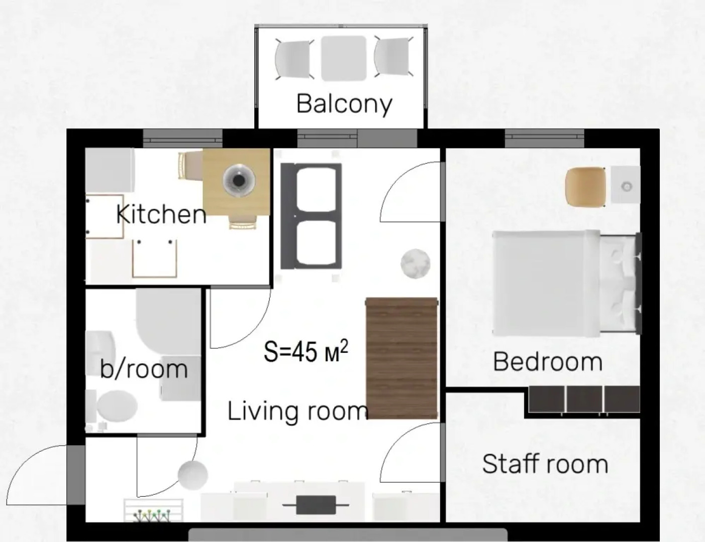 Апартаменты Двухкомнатные с двуспальной кроватью и двумя диванами