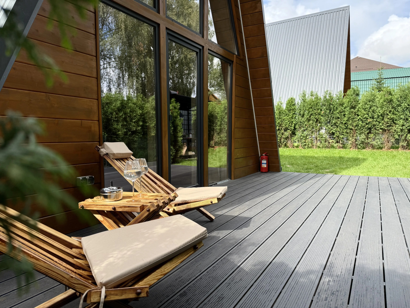 Частный дом Уютный А-фрейм Поле с баней и чаном