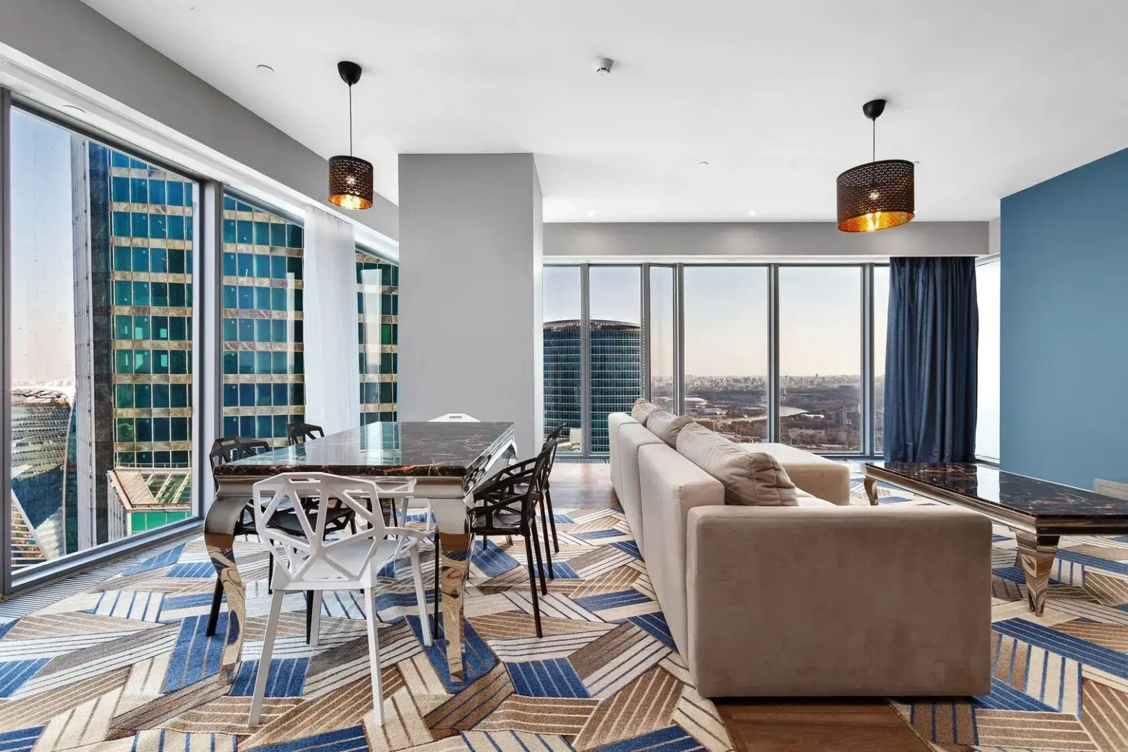 Апартаменты Москва Сити Premium 63 этаж 3 комнаты панорамная ванна