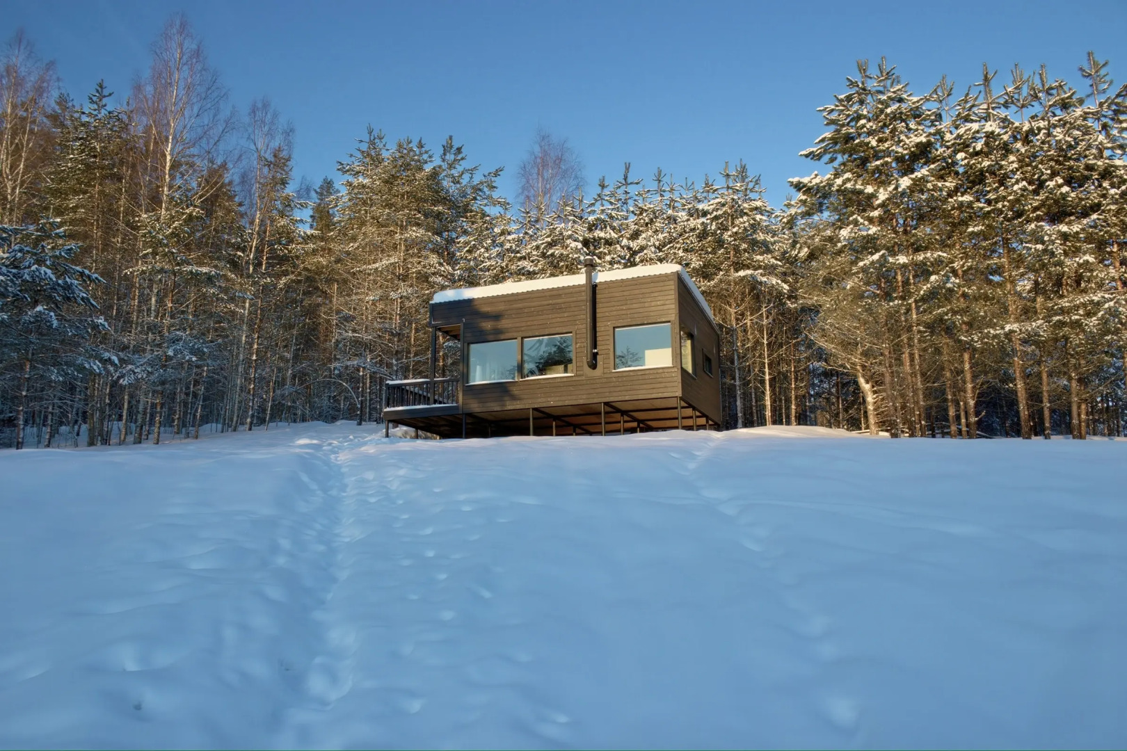 Частный дом Дом отдыха Холмово в диком лесу на берегу реки с панорамными окнами