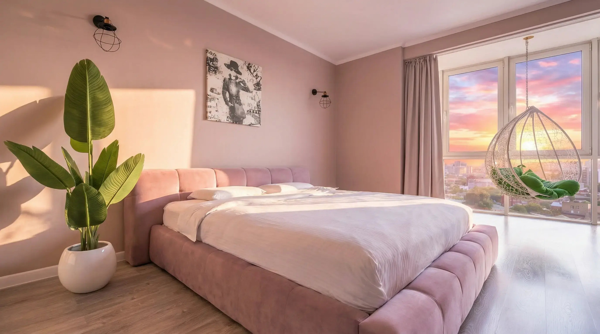 Апартаменты с панорамным видом на город, с большим телевизором (65 дюймов) и Алисой. Встречайте рассветы!