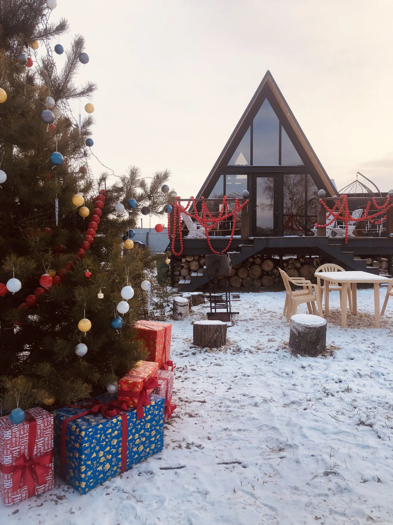 Частный дом дом у озера с чаном и баней