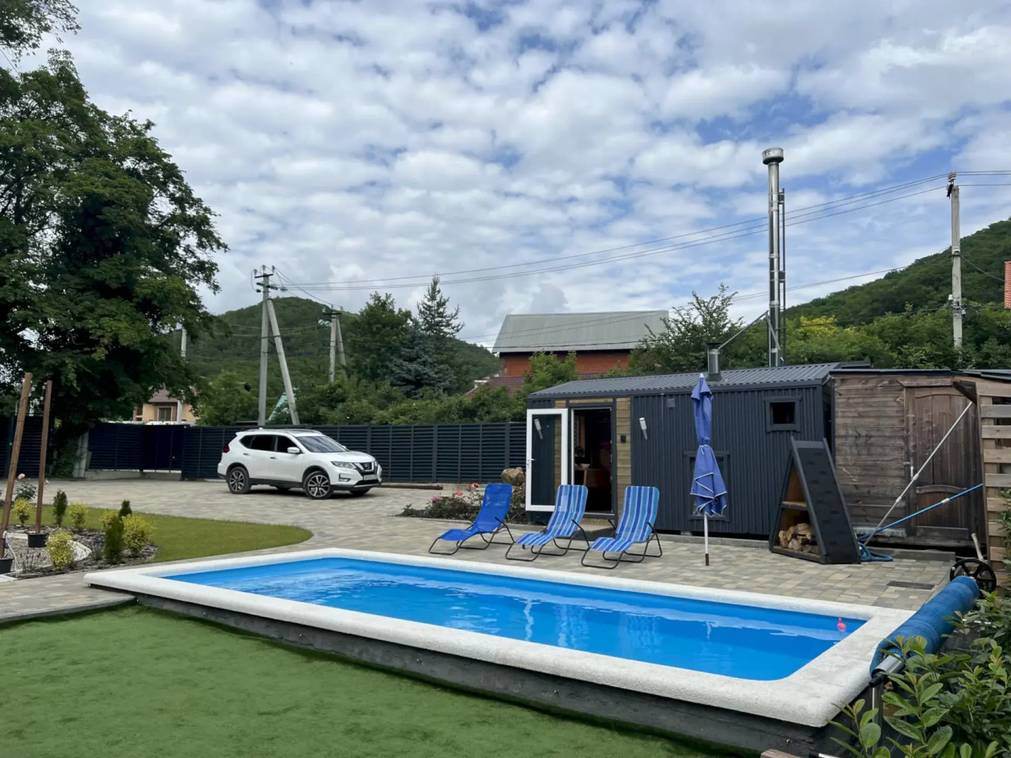 Частный Дом 451 А Фрейм Мята с Тёплым Бассейном и Баней