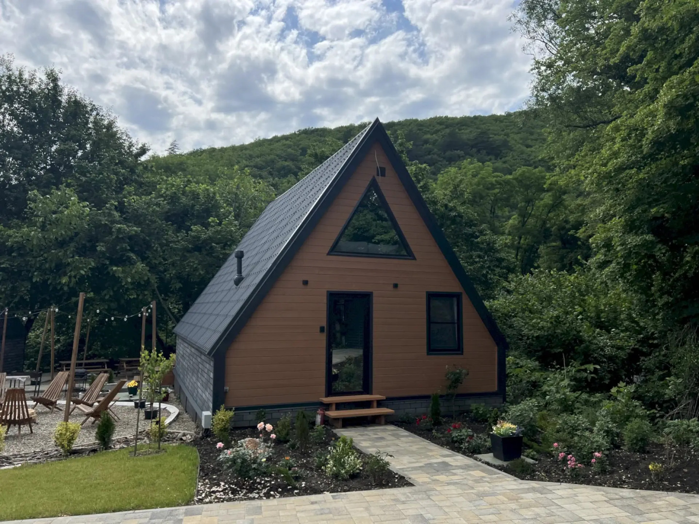 Частный Дом 451 А Фрейм Мята с Тёплым Бассейном и Баней