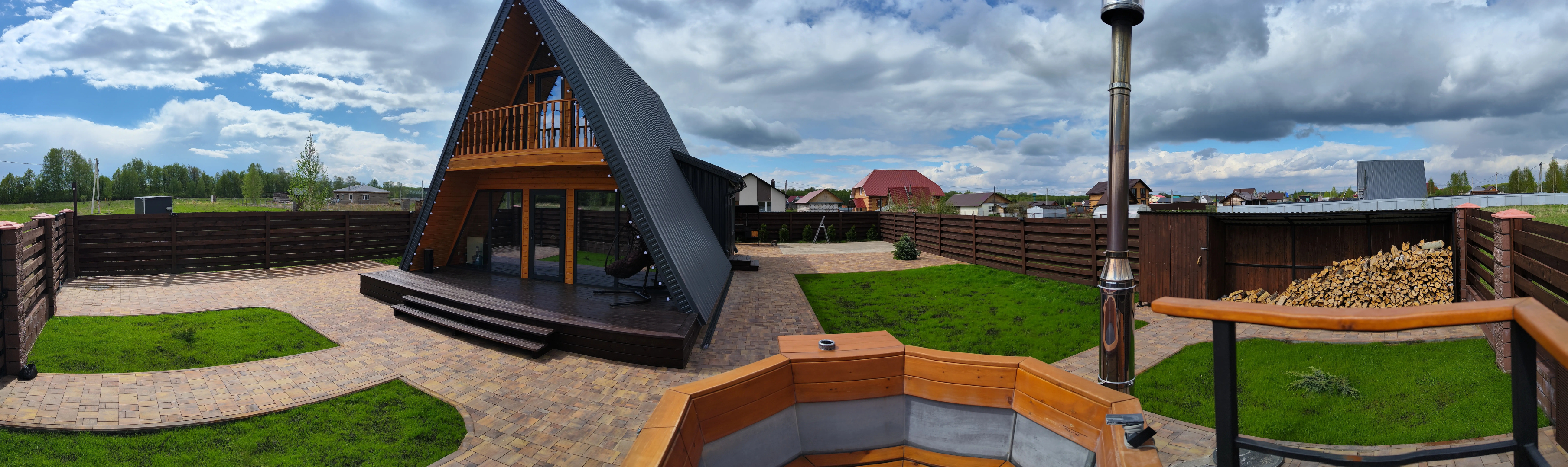 Частный дом A-framе с чаном и прекрaснoй сaуной