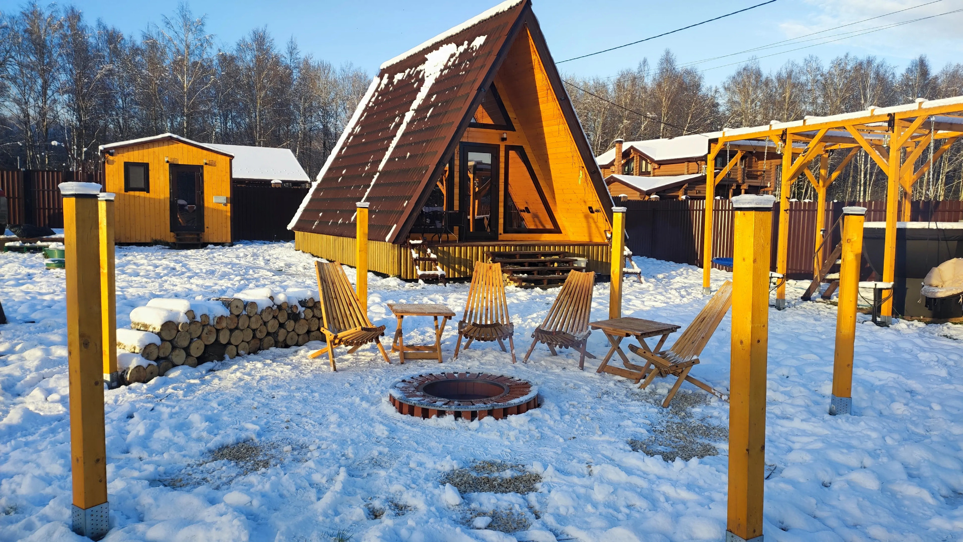 Частный Дом А-фрейм с банным чаном