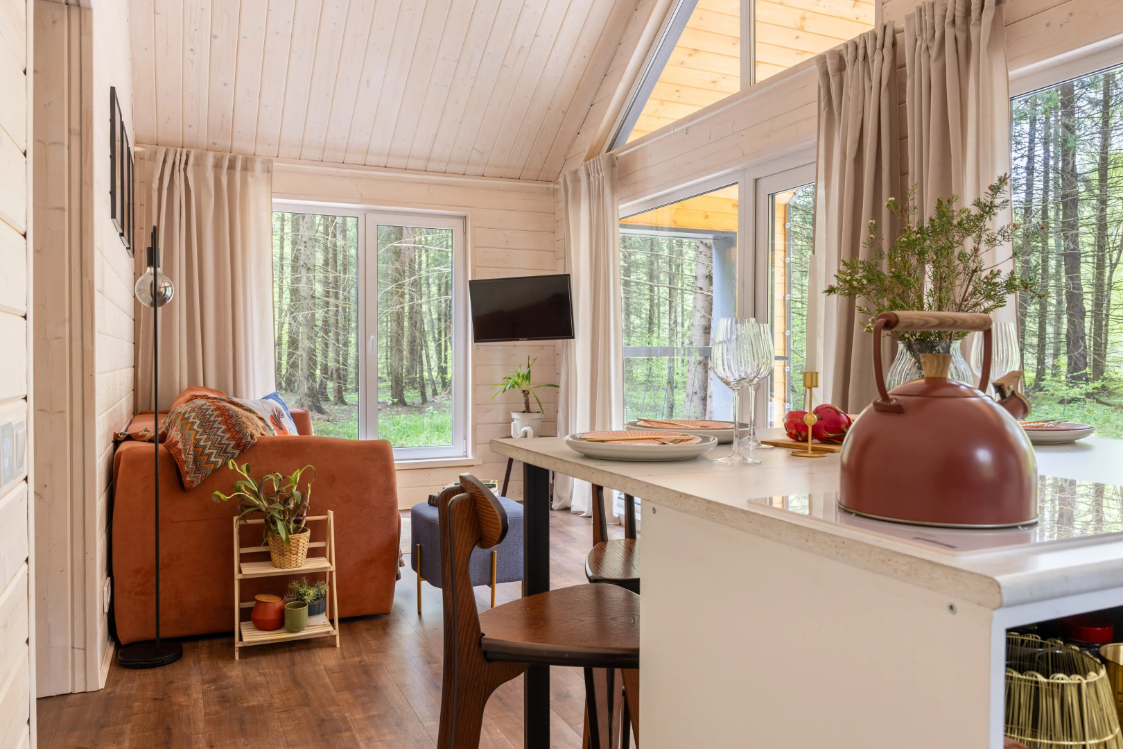 Частный дом в еловом лесу