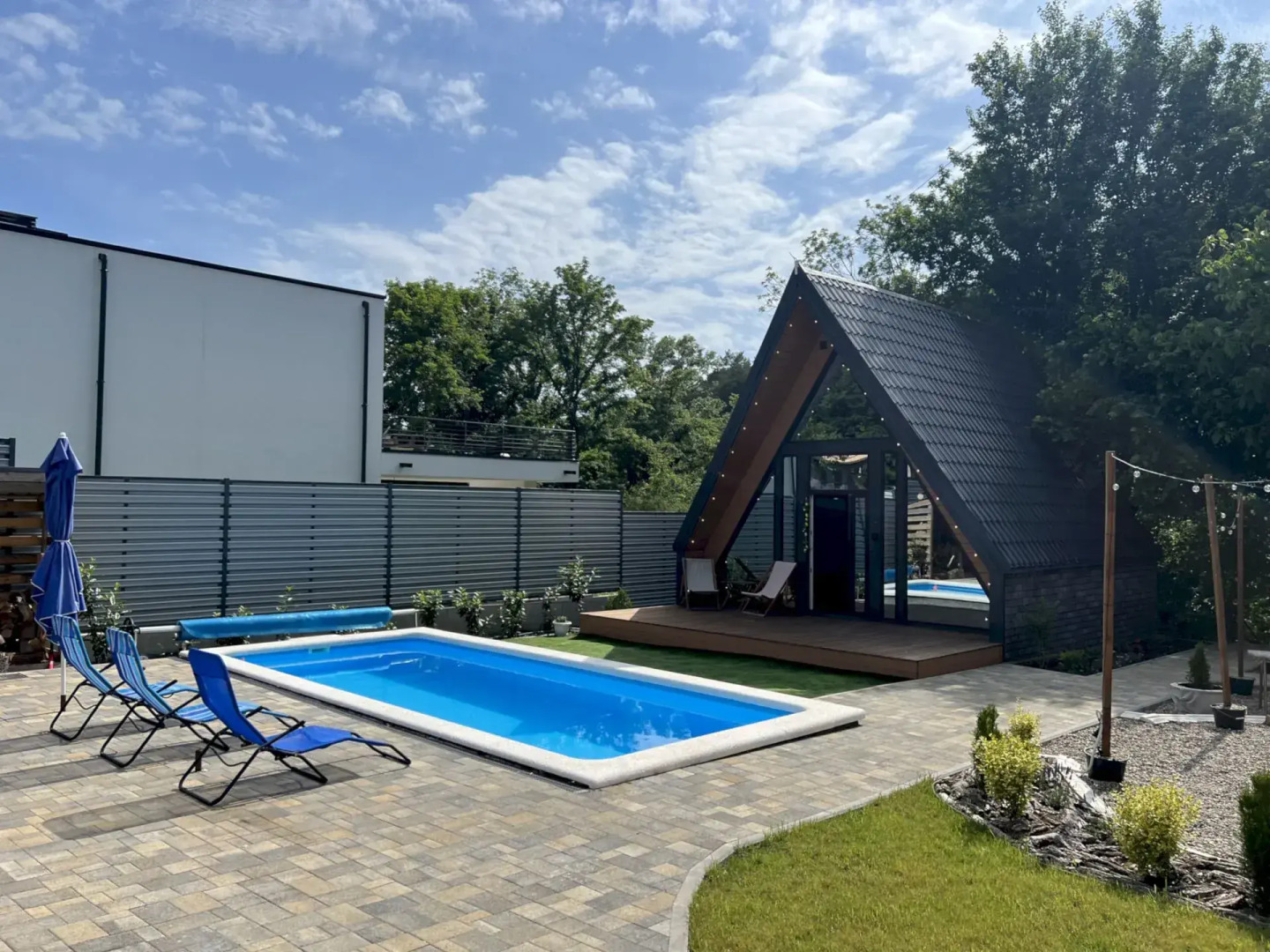 Частный Дом 451 А Фрейм Мята с Тёплым Бассейном и Баней