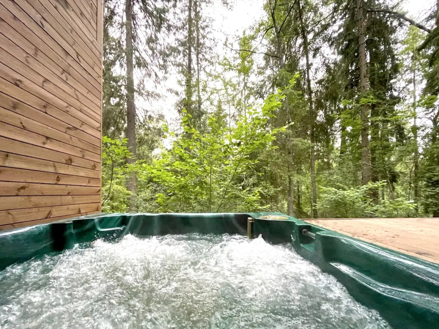 Шале с камином и джакузи в лесу