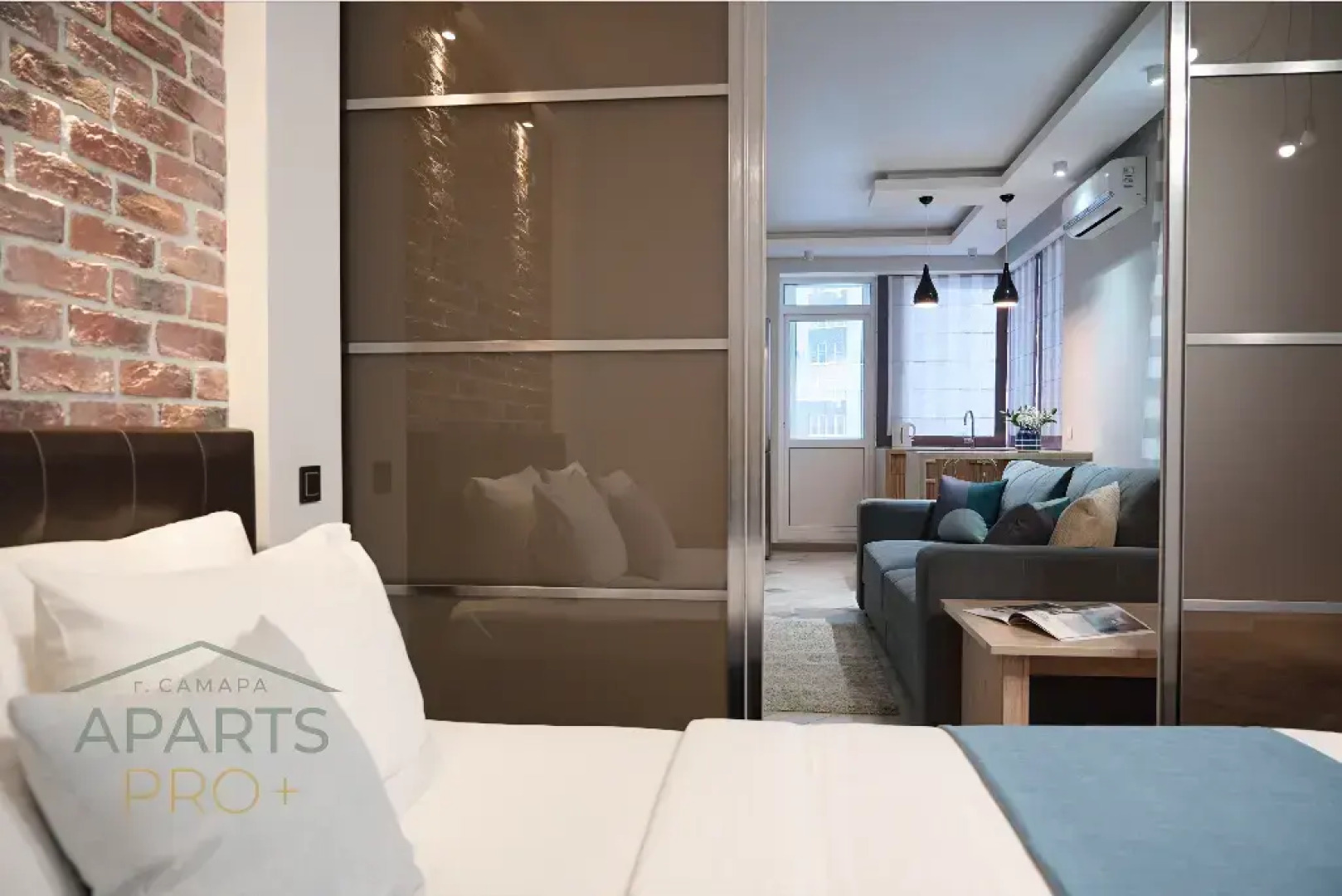 Квартира Aparts Pro Стильная студия у Волги в ЖК Бриг на 7 этаже